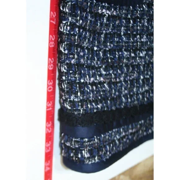 Tory Burch Annabelle Tweed Coat Jacket Blue Black Womens 10 Modern Heritage - Picture 13 of 14